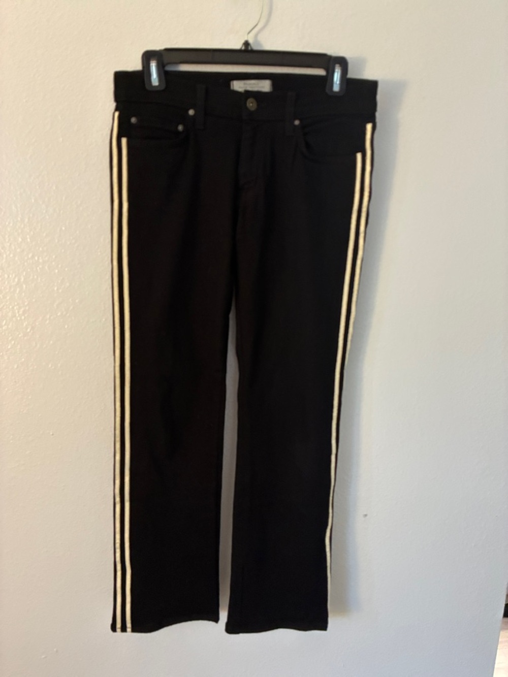 Women's Black Ankle Jeans with White Side Stripes
